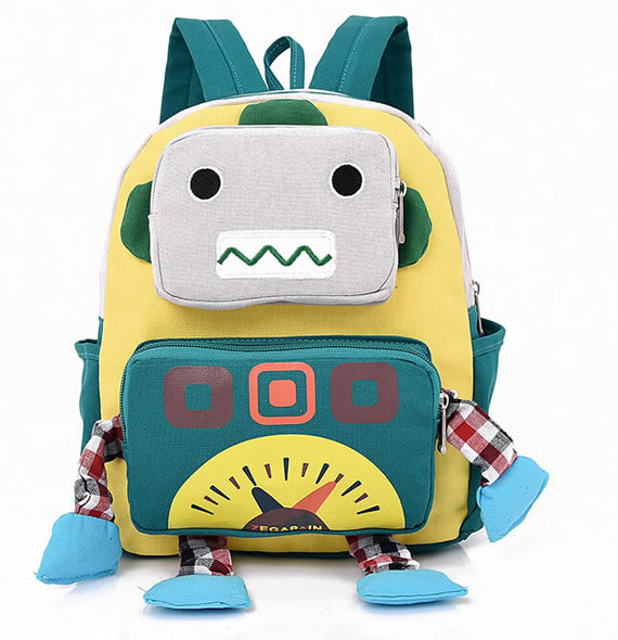 Children School Bag with Cartoon Robot Design