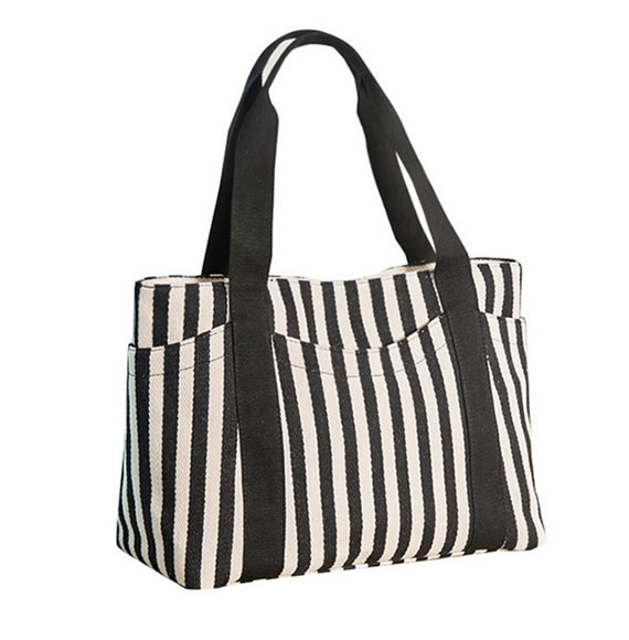 Heavy Duty Twill Striped Canvas Women Handbag