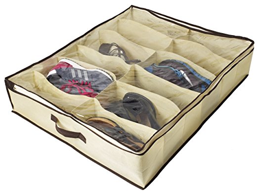 Under Bed Shoe Organizer for Kids and Adults (12 Pairs ) ,Underbed Shoes Closet Storage Solution