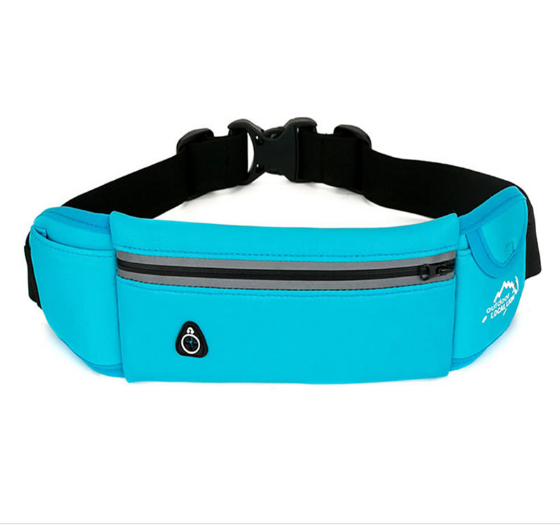 Waterproof Light Blue Nylon Sports Running Waist Belt