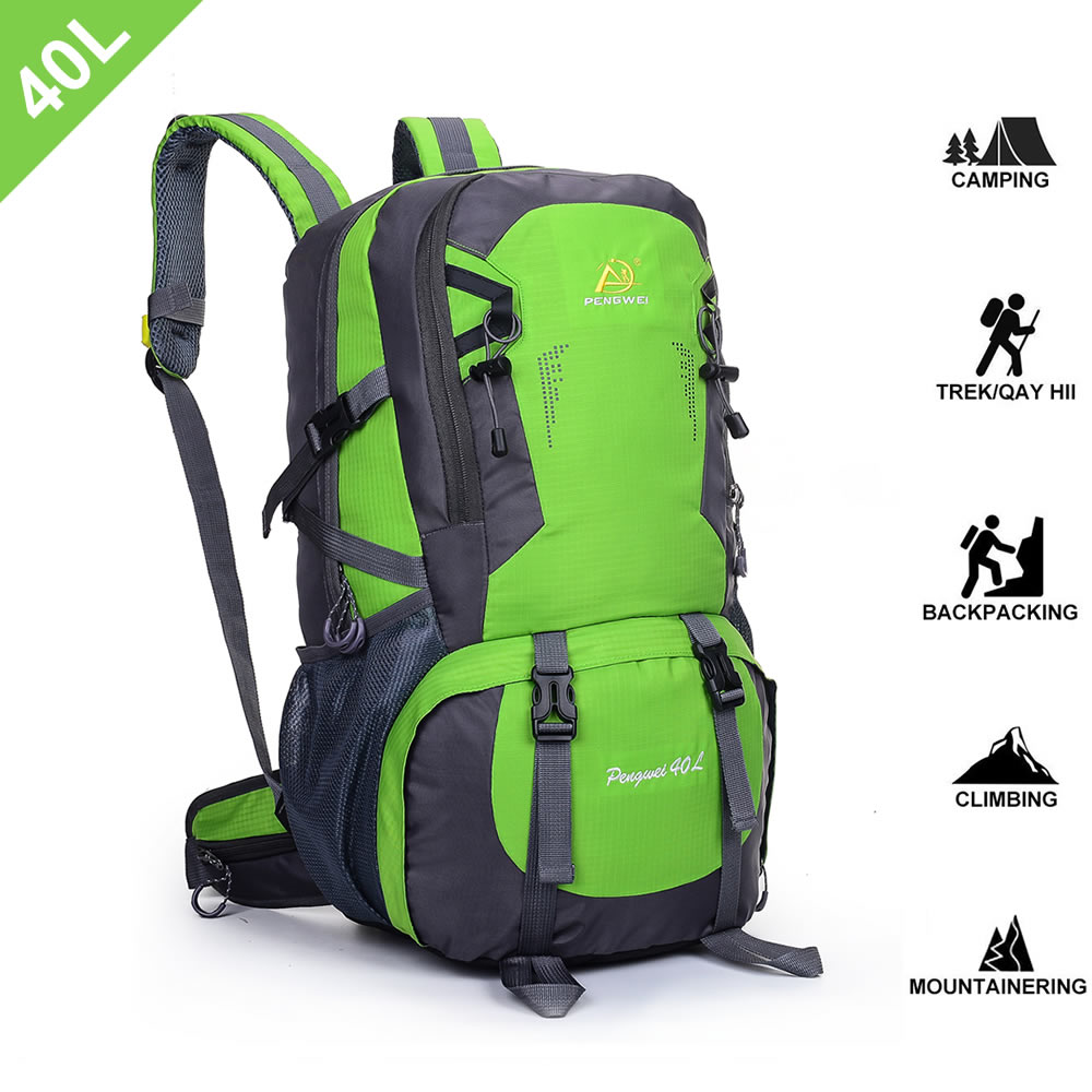 SpringOrchid Camping Hiking Daypacks Backpack - Sports Hiking Rucksack - Green 40L